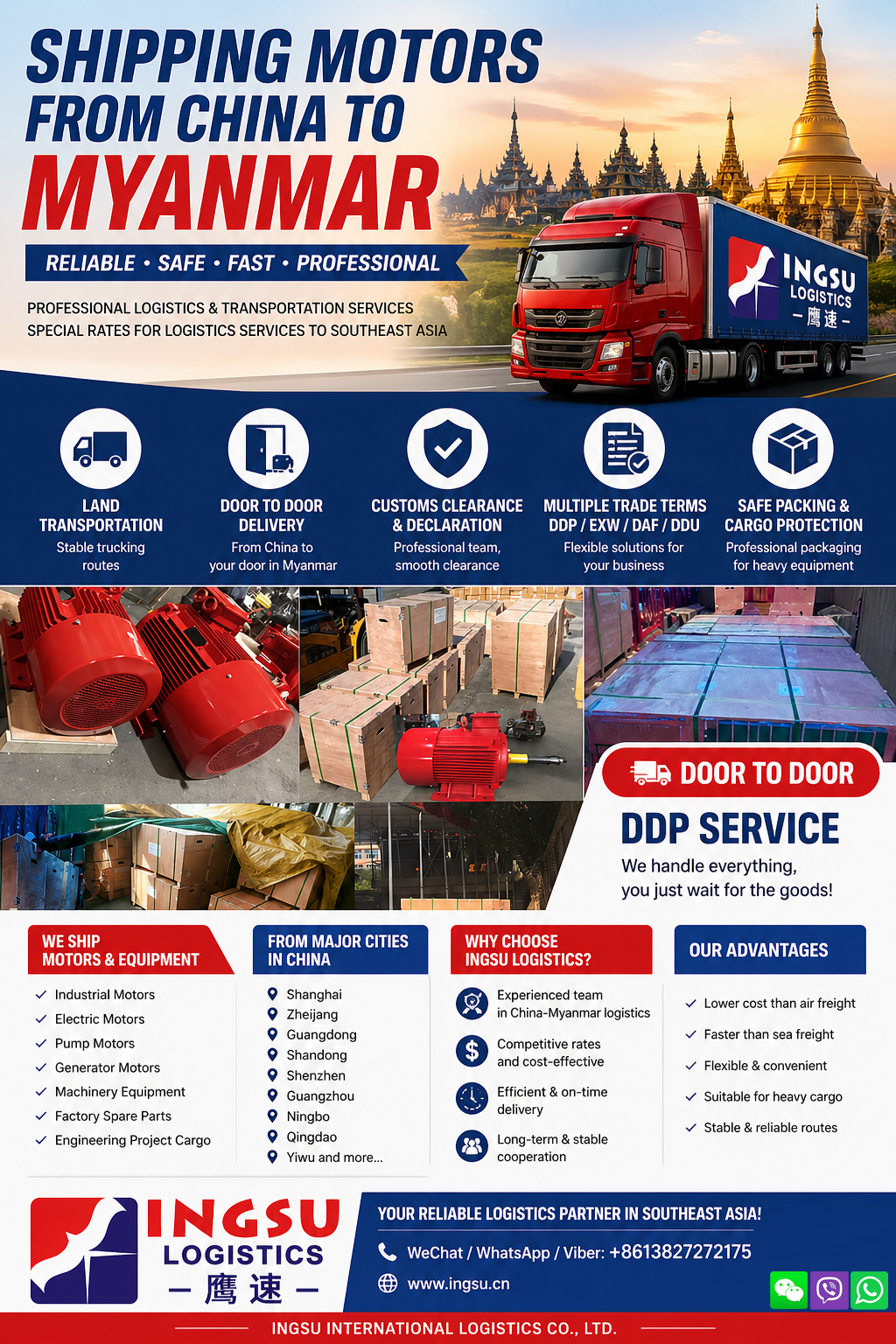 Shipping motors from China to Myanmar
